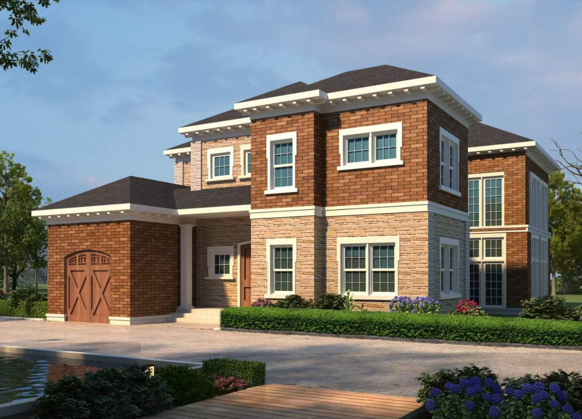 别墅外墙水包砂多彩涂料工程涂装案例