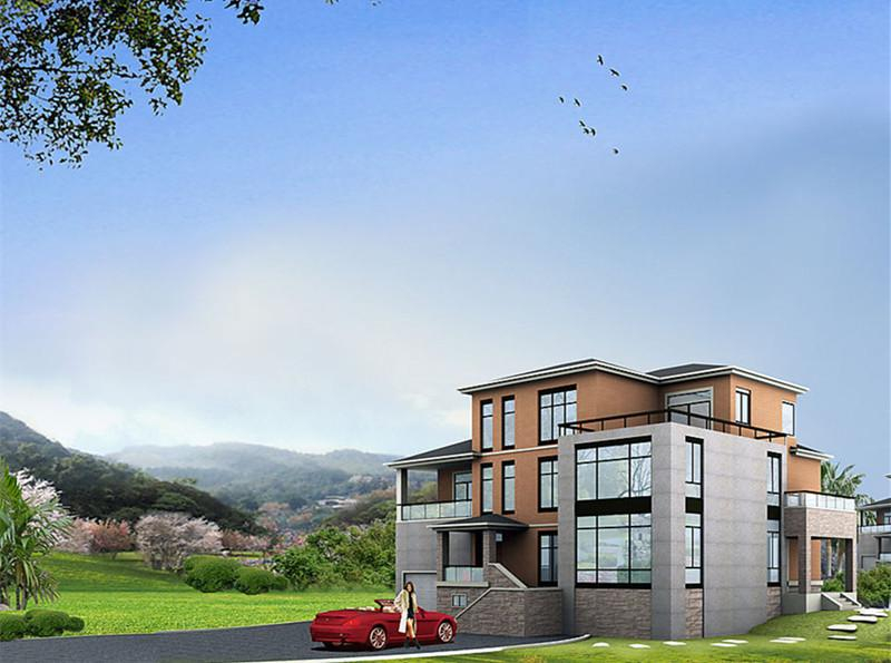 别墅外墙水包水多彩涂料涂装工程案例