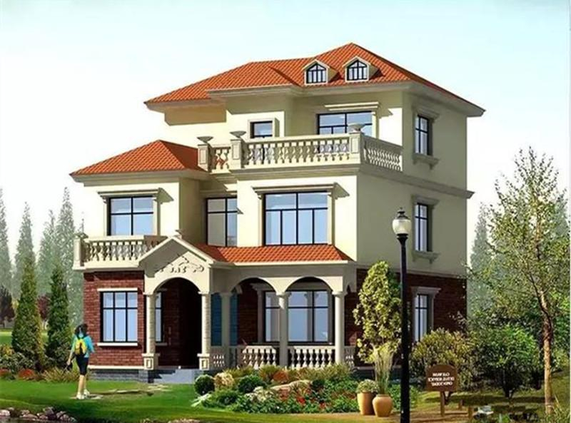 别墅外墙水包水多彩涂料涂装工程案例